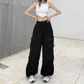 Women Casual Joggers Tech Pants Solid Low Waist Pants Oversize Sweatpants