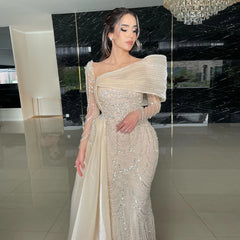 Homecoming Dresses: Crystal Mermaid Evening Dress with Overskirt
