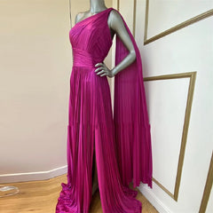 Homecoming Dresses: One Shoulder Prom Dress Rose Pink Evening Dress
