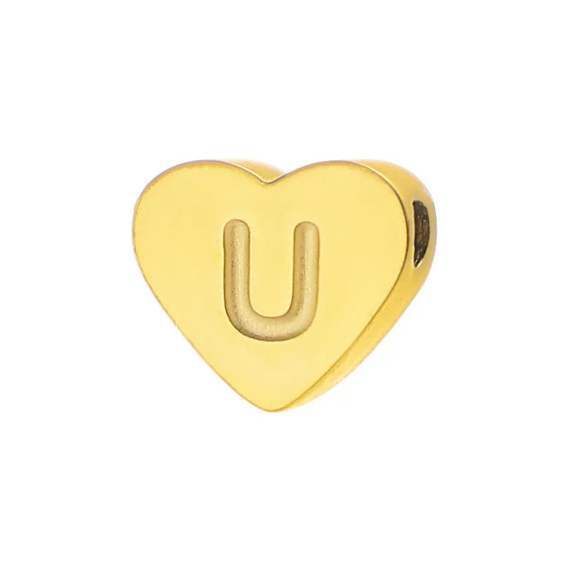 SUNIBI Initial Name Heart Shape Pendant For Necklaces Stainless Steel Necklace for Women Bracelet Make Earrings Jewelry