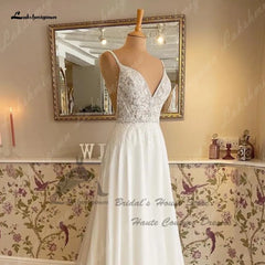 White Bridesmaid Dresses: Puffy Chiffon A Line Wedding Dress Beach