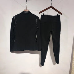 Beach Wedding Outfit Men: Slim Suit Two-piece Suit Nightclub Rivet Coat Smoking