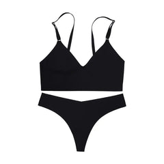 Seamless Bra Briefs Set Bustier Crop Tops Breathable Sexy Ice Silk Seamless