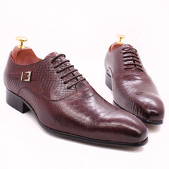 Luxury Men Oxford Shoes Snake Skin Prints Classic Style Dress