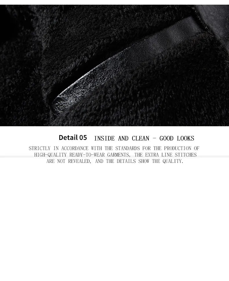 Leather Jacket Men Winter Fleece Motorcycle PU Leather Jacket Mens Stand Collar