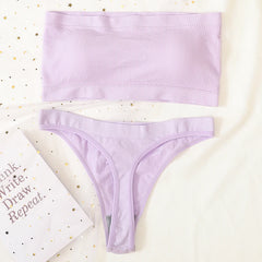 Women Bra Set Strapless Seamless Underwear Push Up Bra High Waist Thong