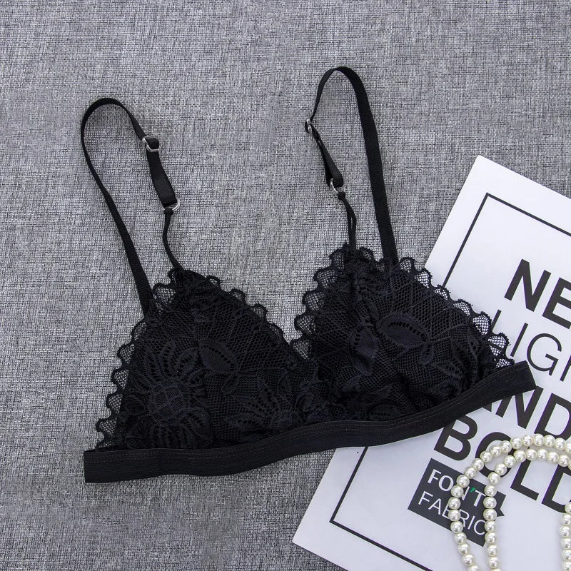 Women Lace Bra Wire Free Padded Lingerie Floral Lace Bralette Female Ultra