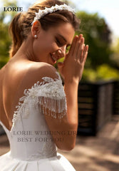 White Bridesmaid Dresses: Wedding Dress A Line Beaded Lace Appliques Bride