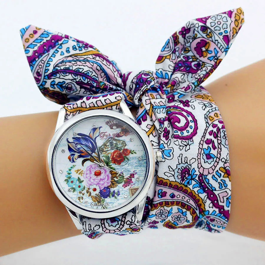Shsby New Ladies Cloth Wristwatch Fashion Women Dress Watch High Quality Silver Quartz Watch Sweet Girls Watch Fabric Clock