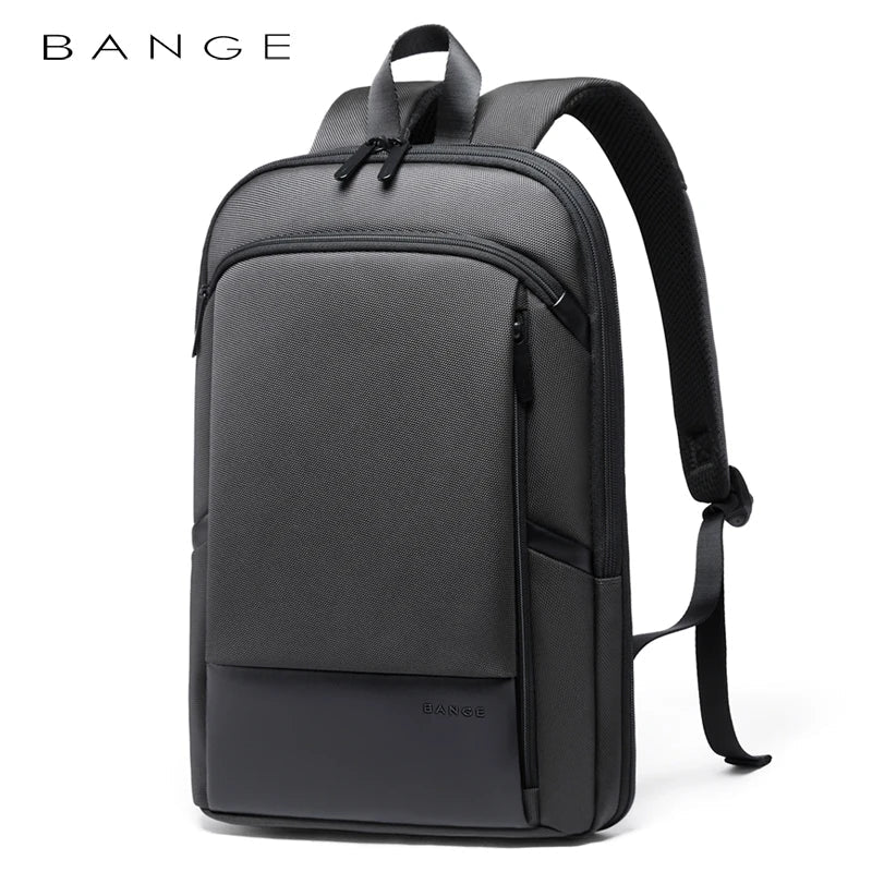 BANGE Slim Men Business Expandable Waterproof 15.6" Laptop Backpack Fashion Male Travel Light Scalable Shoulder Bags for Men