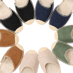 Ladies Roman Sandals Genuine Leather Flat Espadrilles