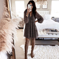 Formal attire Dresses: Women Dress Casual V-neck Long Sleeve Dress