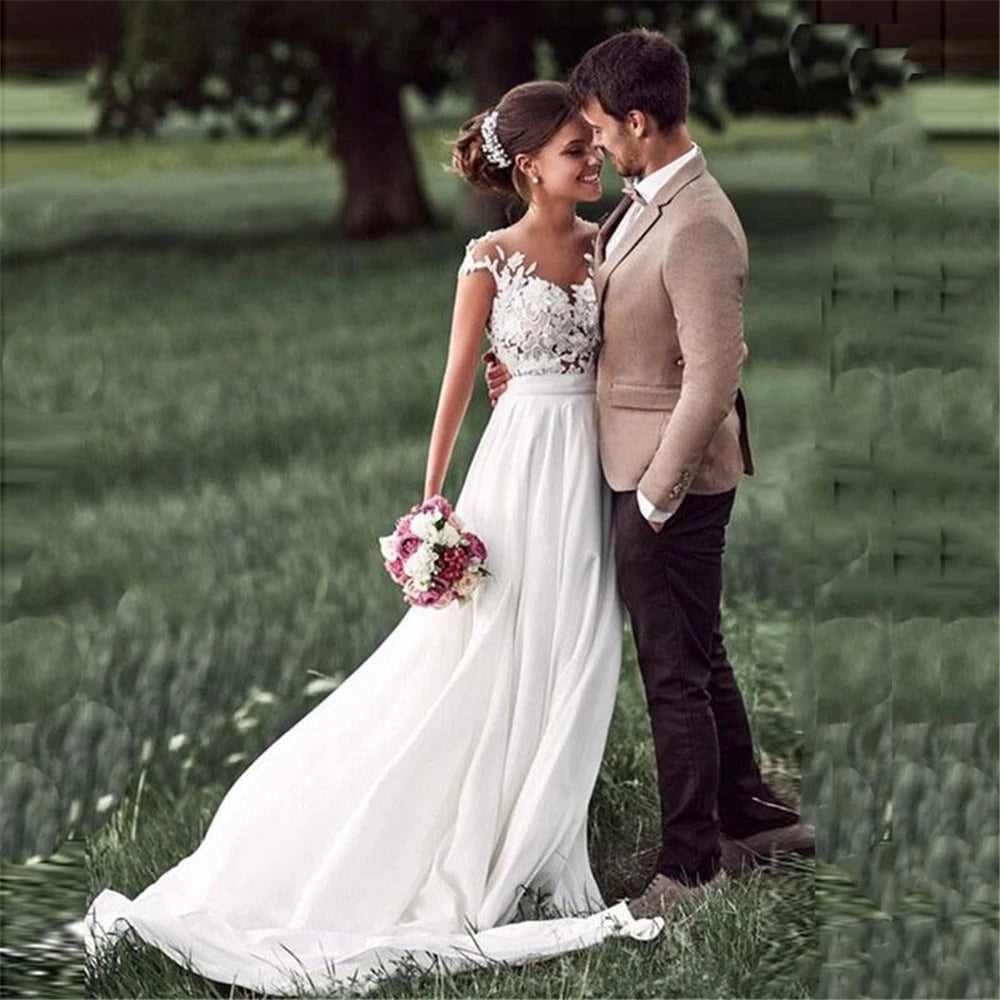 White Bridesmaid Dresses: Elegant Wedding Dress Long Bride Gown