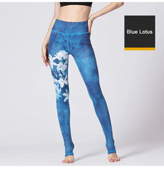 Cloud Hide Yoga Pants Women High Waist Trainer Sports Leggings Long Tights Floral