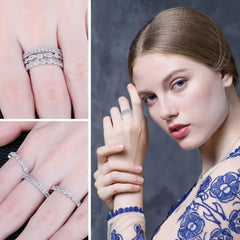 JewelryPalace 3 Pcs 925 Sterling Silver Yellow Rose Gold Band Ring Set Women