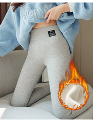 Winter Women Pants Thermal Fleece Thicken Leggings High Waist Ribbed Leggings