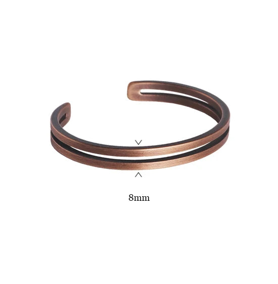 Pure Copper Handcrafted Metal Bracelet Rustic Vingtage Punk Unisex Cuff Bangle Carved Handmade Manmade Jewelry Men Women Gift