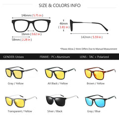 Glasses for Women Square Yellow Night Driving Goggles Sunglasses Ladies
