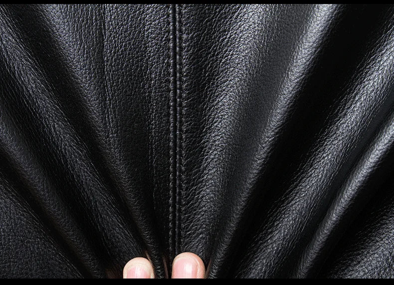 100% Real Cowhide Genuine Leather Jacket Men Clothes Autumn Coat