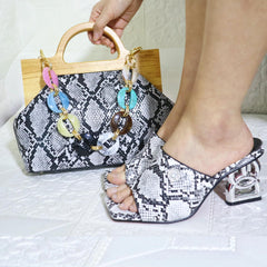 Matching Shoes and Bags: Women Shoe and Bag Set Decorated green Shoes and Bag