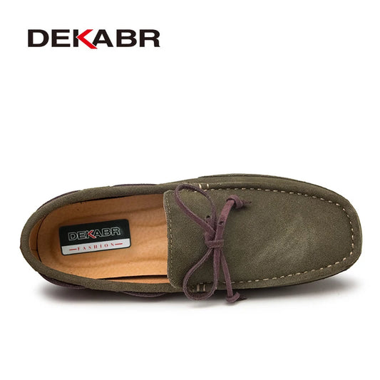 DEKABR Genuine Leather Men Shoes Luxury Brand Casual Slip On Formal
