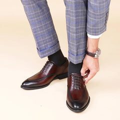 Men's Shoes Genuine Leather British Toe Carved Business Shoes For Men