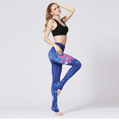 Cloud Hide Yoga Pants Women High Waist Trainer Sports Leggings Long Tights Floral