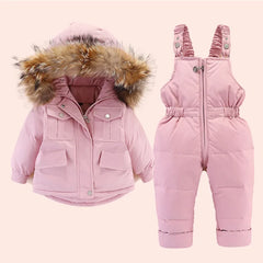 2pcs Set Children Winter Down Jacket and Jumpsuit for Baby Thicken Jacket for Girls