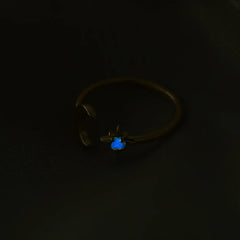 Zircon Moon Star Rings For Women Stainless Steel Glowing Moon Star Adjustable Finger