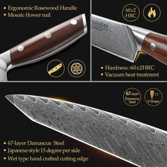 5" Utility Knife Damascus Professional Kitchen Knives Japanese High Carbon