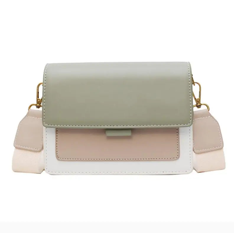 Contrast color Leather Crossbody Bags For Women Travel Handbag Fashion Simple
