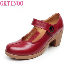 Spring Autumn Shoes Woman Genuine Leather Women Pumps Lady
