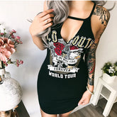 Women Summer Dress Casual V-neck Sling Split Irregular Slim Straight