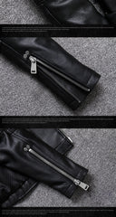 Spring Black Pu Leather Motorcycle Jacket for Men Style Long Sleeve