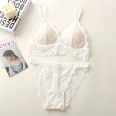 Women Lace Bra And Panties Sets 3/4 Cup Underwear Ultrathin Bralette Female