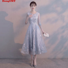 Homecoming Dresses: Prom Dresses Elegant Flower Party O-neck A-line Half Short