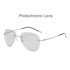 Sunglasses Men Vintage Ultralight Brand Designer Frameless Grey Photochromic