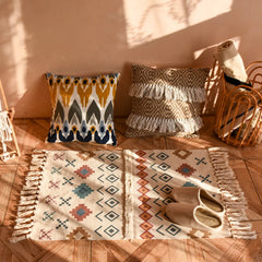60x90cm Retro Bohemian Hand Woven Tassel Carpet for Home Living Room Window
