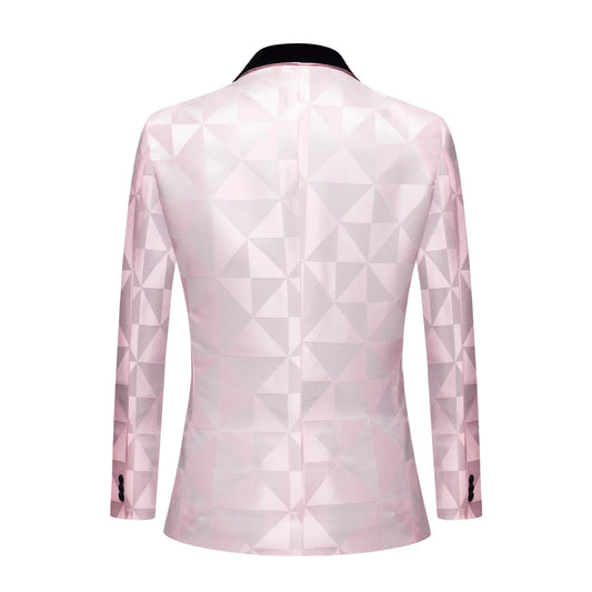 Tuxedo for Mens: Men Pink Suits Black Lapel 2 Pieces Set Handsome Groom Wedding
