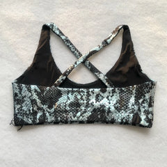 Women's Retro Metallic Snake Gym Leggings Blue Silver Shiny Legging Fitness Bottom