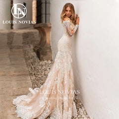 White Bridesmaid Dresses: Wedding Dress Modern Detachable Train With Long Sleeve