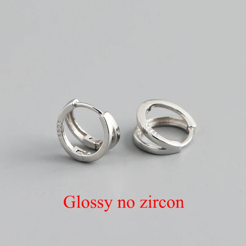 WANTME 925 Sterling Silver Simple Glossy Double Ear Buckle for Women Unique Charm Party Hoop Earrings Fine Jewelry Accessories