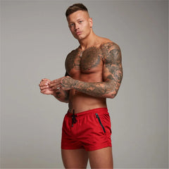 Red Running Sport Shorts Men Quick Dry Fitness Short Pants Bodybuilding