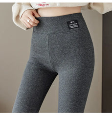 Winter Women Pants Thermal Fleece Thicken Leggings High Waist Ribbed Leggings