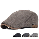 Big Size Newsboy Cap Men Winter Wool Thick Warm Vintage Herringbone Casual