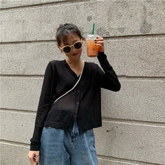 Cardigan Shirt Women Tops Korean Long Sleeve Cardigan Summer Tops V Neck