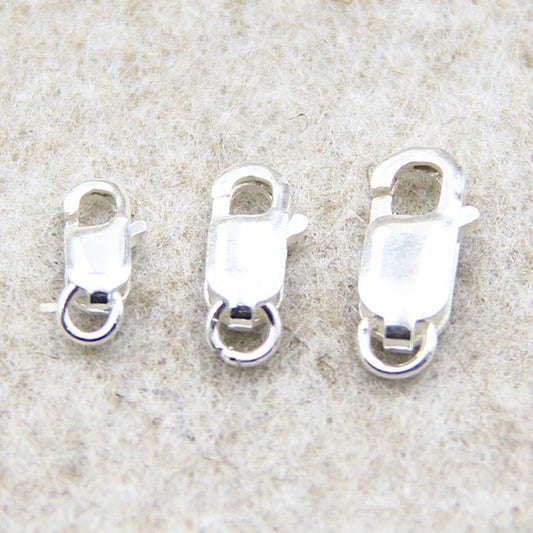 2pcs Genuine Real Solid 925 Sterling Silver Spring Lobster Clasps Hooks Claw Jewelry Making Findings Close Sealed Ring Buckle