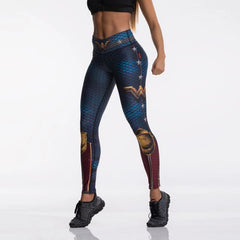 Women Sport Leggings 3D Print Elastic High Waist Yoga Pant Superhero Leggins Gym