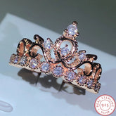 925 silver Birthstone Crown Rings for Women Fashion Zircon Crystal Princess
