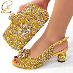 Matching Shoes and Bags: Ladies Italian Shoes and Bag Set Decorated